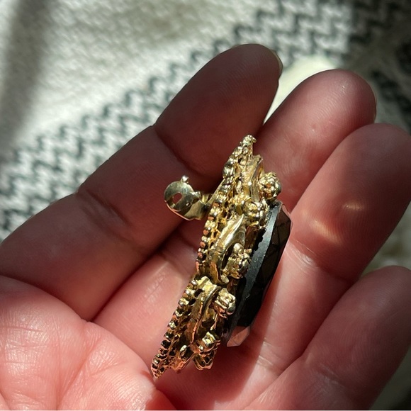 VINTAGE | CAMEO Reverse Multi-Faceted Glass Intaglio Cut Oval Brooch - Picture 5 of 6